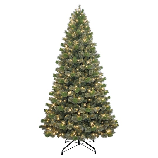 9ft. Pre-Lit Artificial Oklahoma Pine Tree, Warm White LED Lights